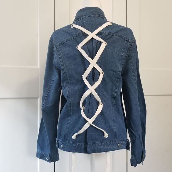 Lush back lace up denim jacket - Picture 6 of 16